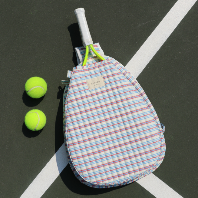 vintage stripe coated tennis bag