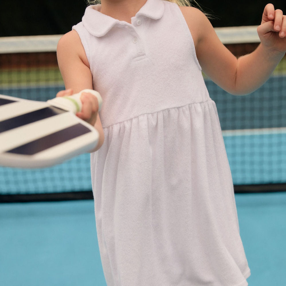 girls white french terry tennis dress