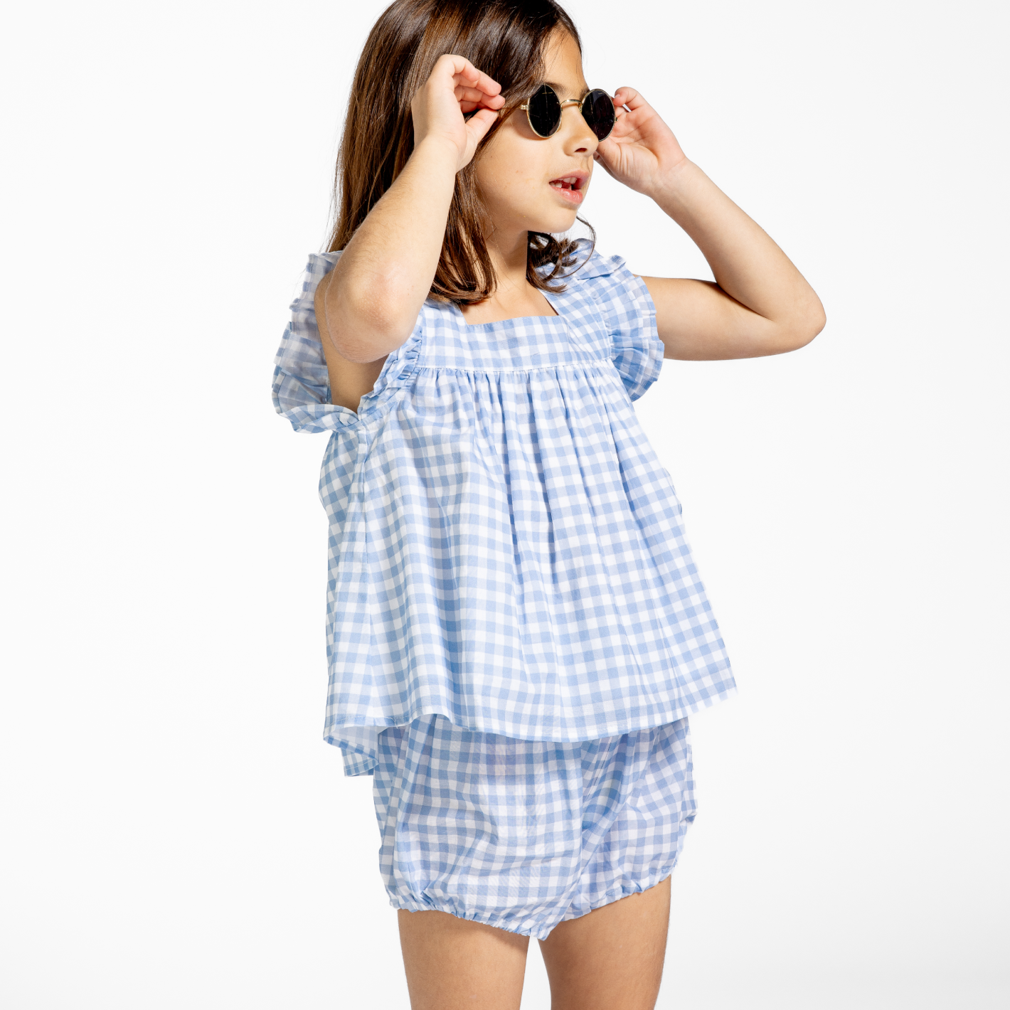 girls oasis blue gingham bloomer set