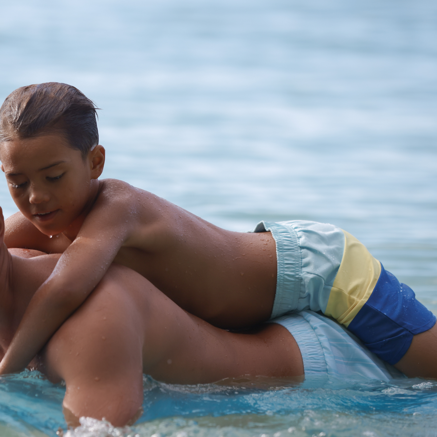 boys sail blue colorblock boardie