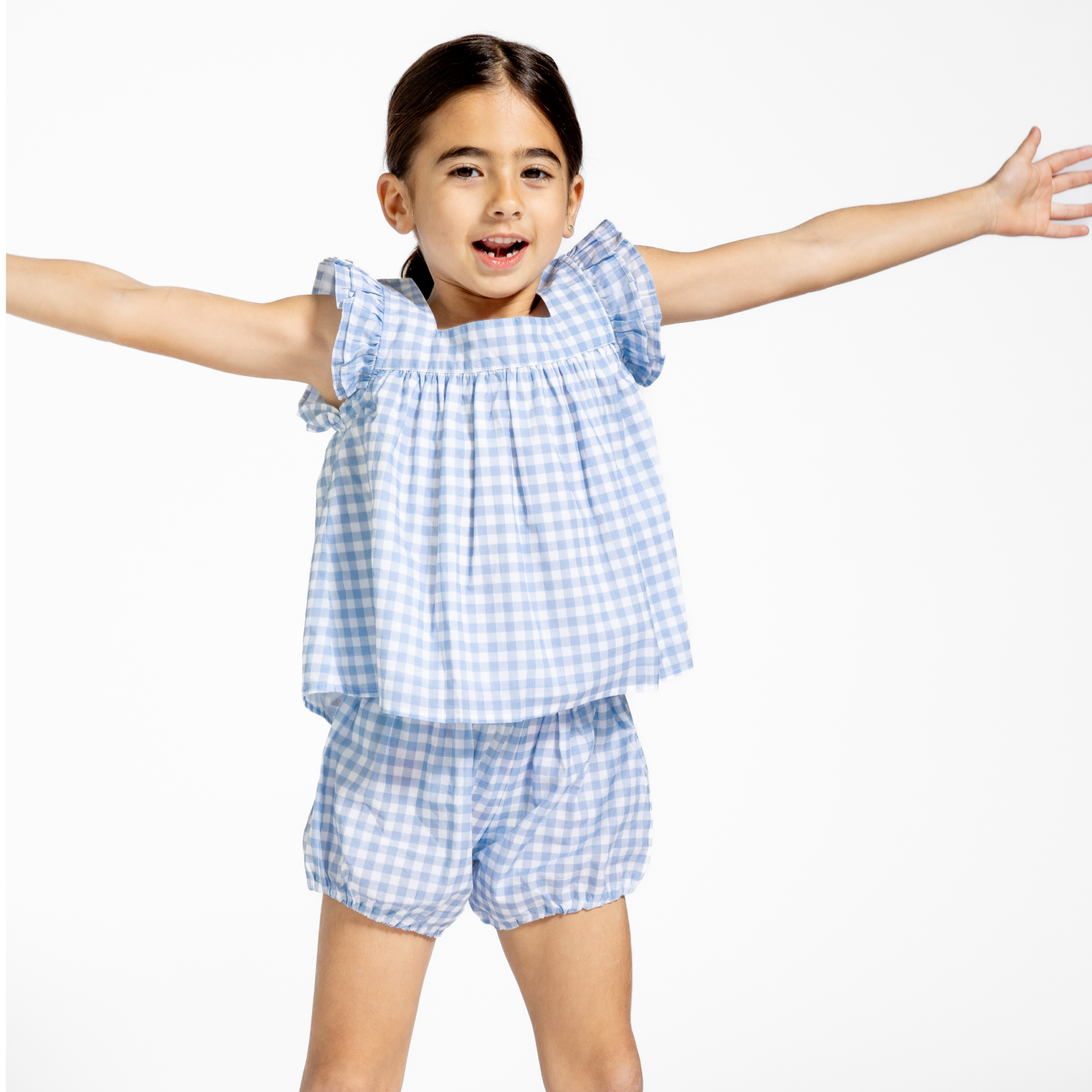 girls oasis blue gingham bloomer set