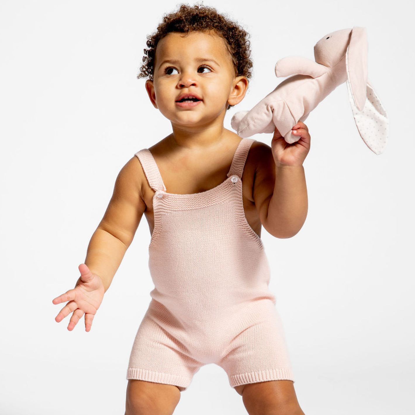 baby pink knit overall