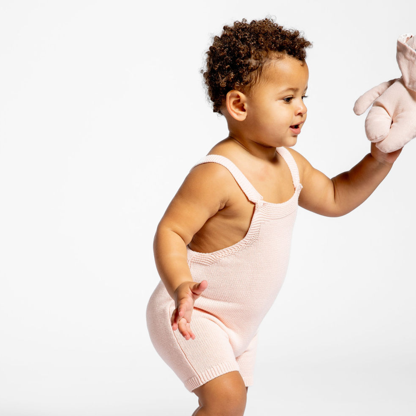 baby pink knit overall