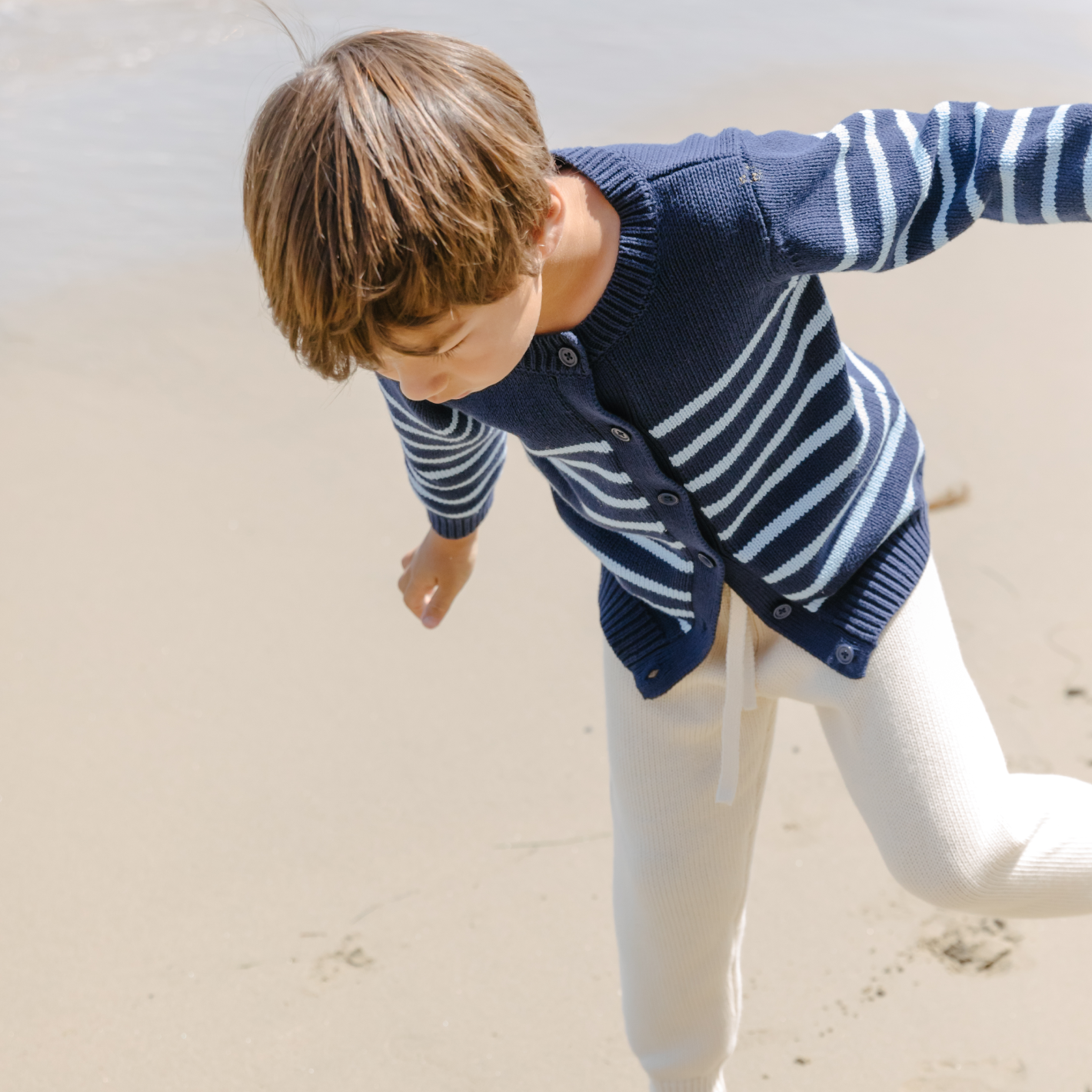 unisex cream knit pant