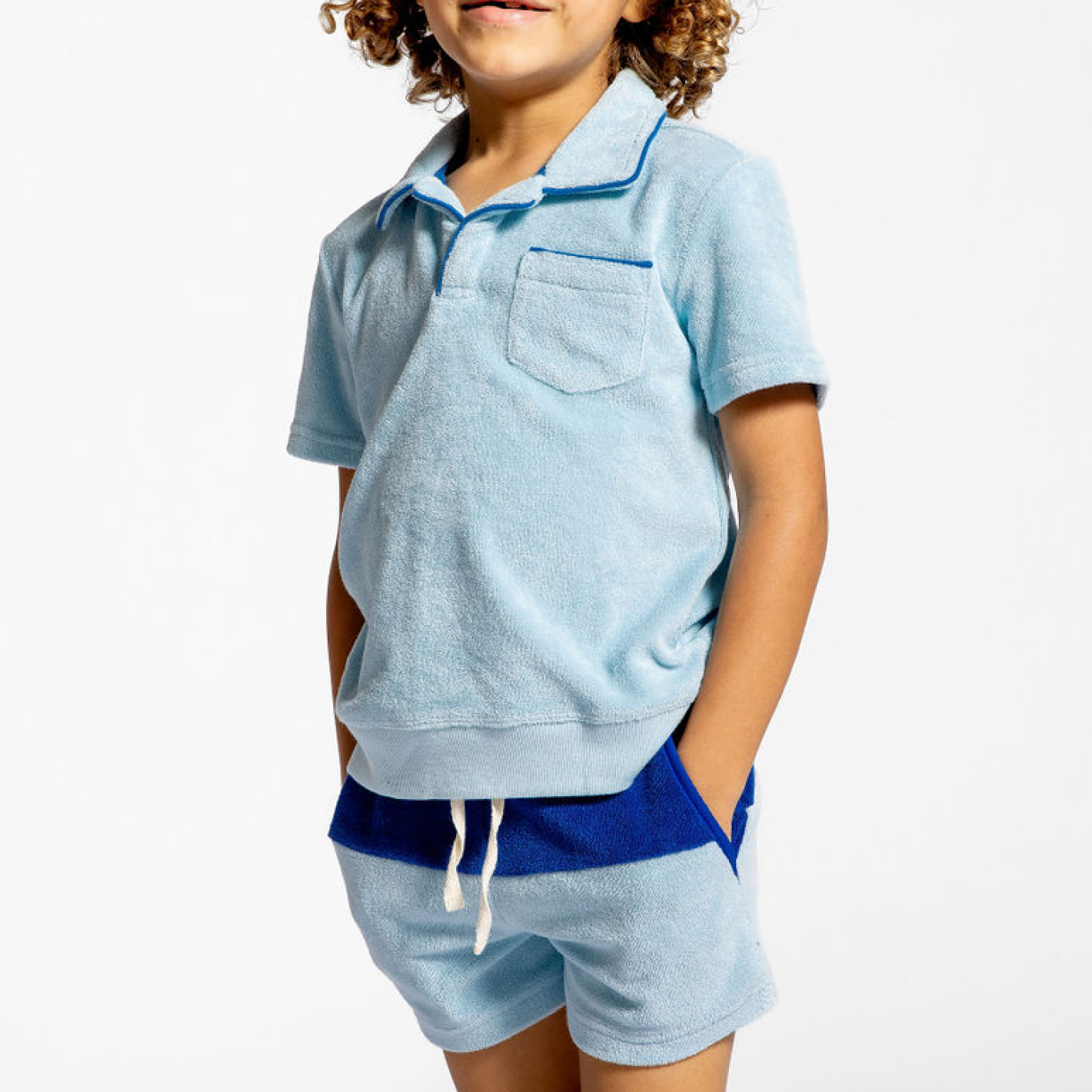 boys pacific and cove blue colorblock french terry short