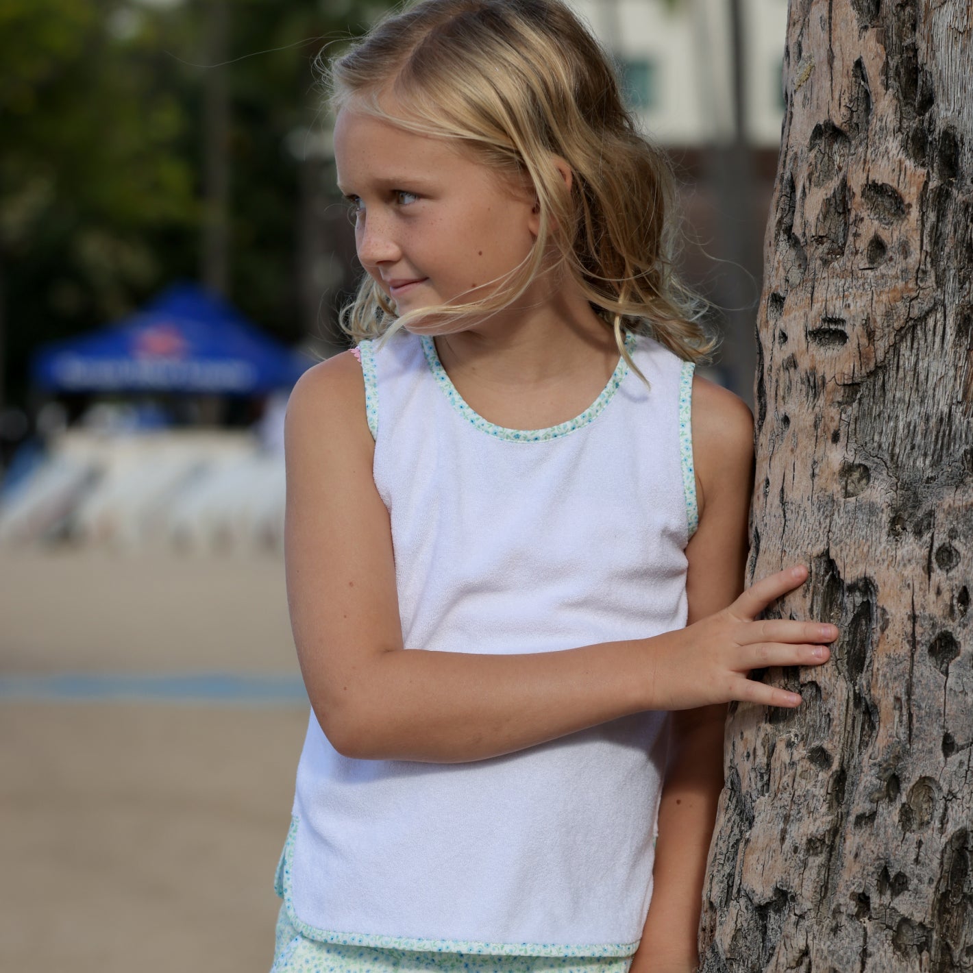 girls white french terry tank top