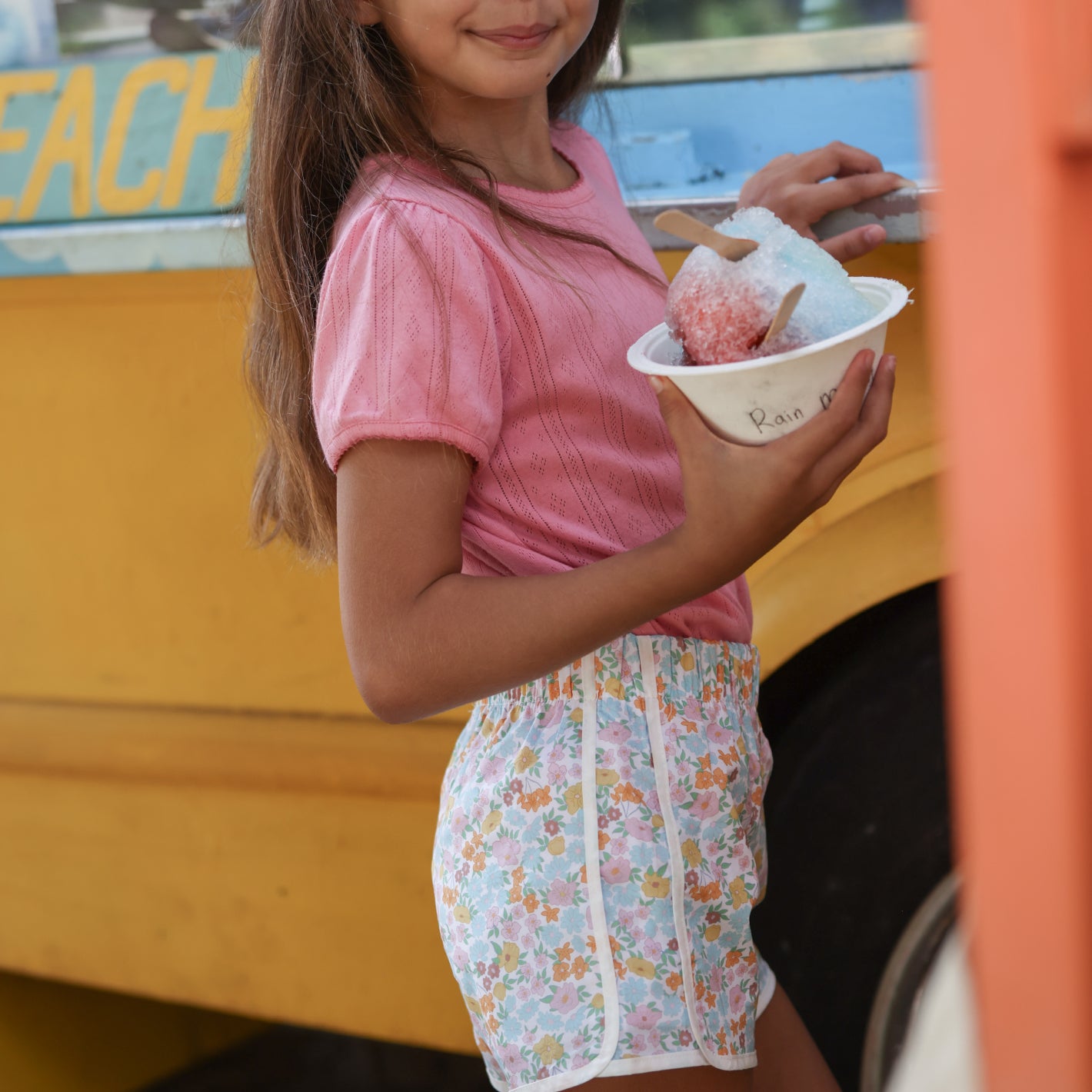 girls pink guava pointelle puff sleeve shirt