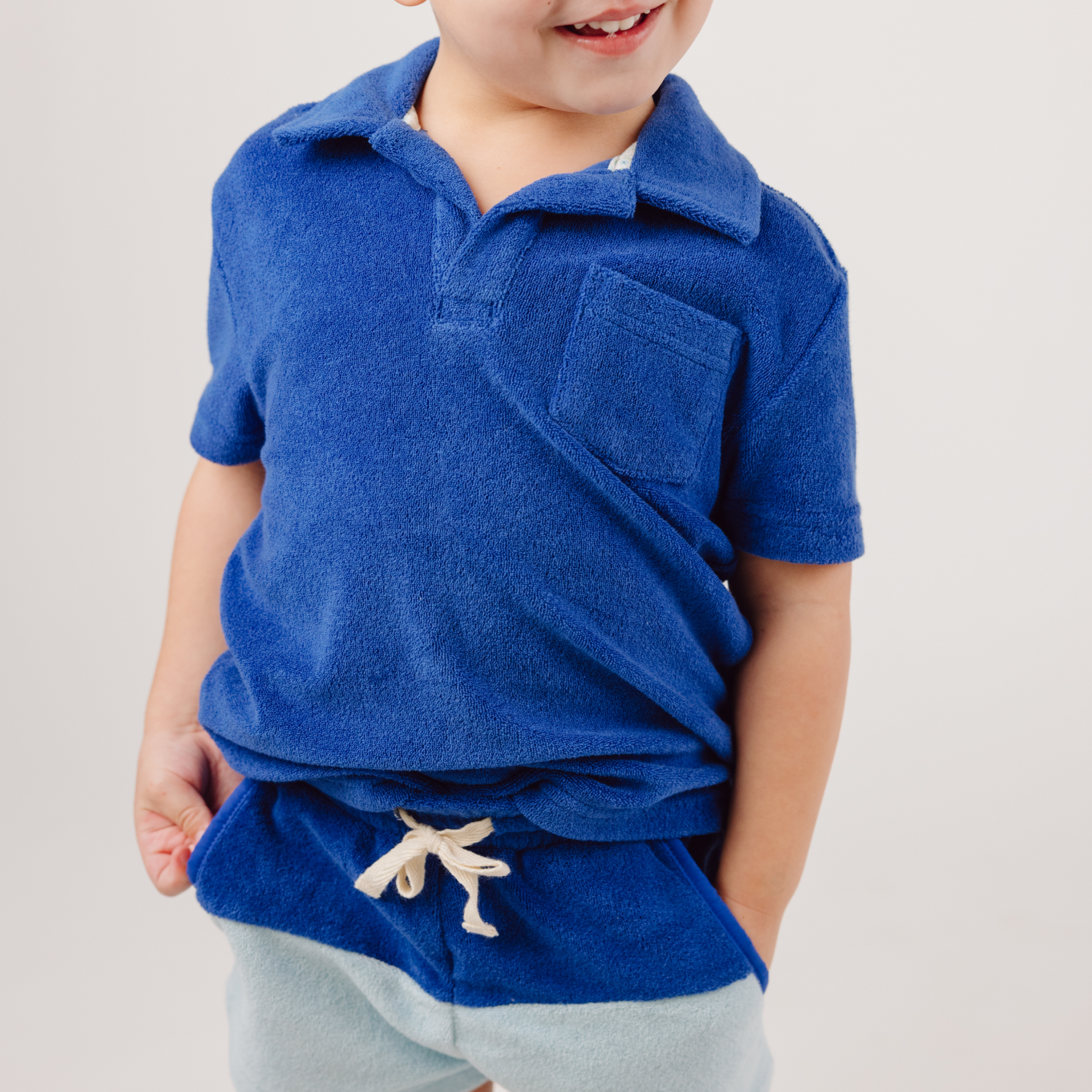 boys pacific and cove blue colorblock french terry short