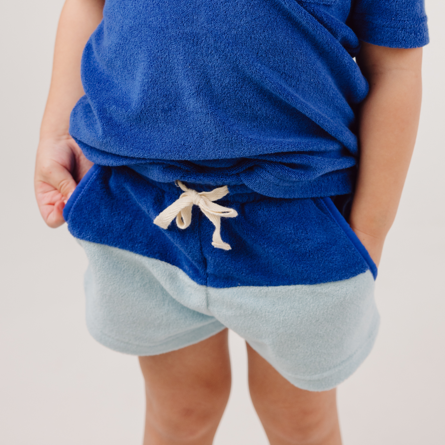 boys pacific and cove blue colorblock french terry short