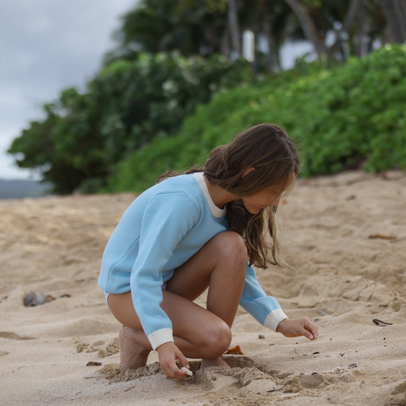 unisex pacific blue knit sweater