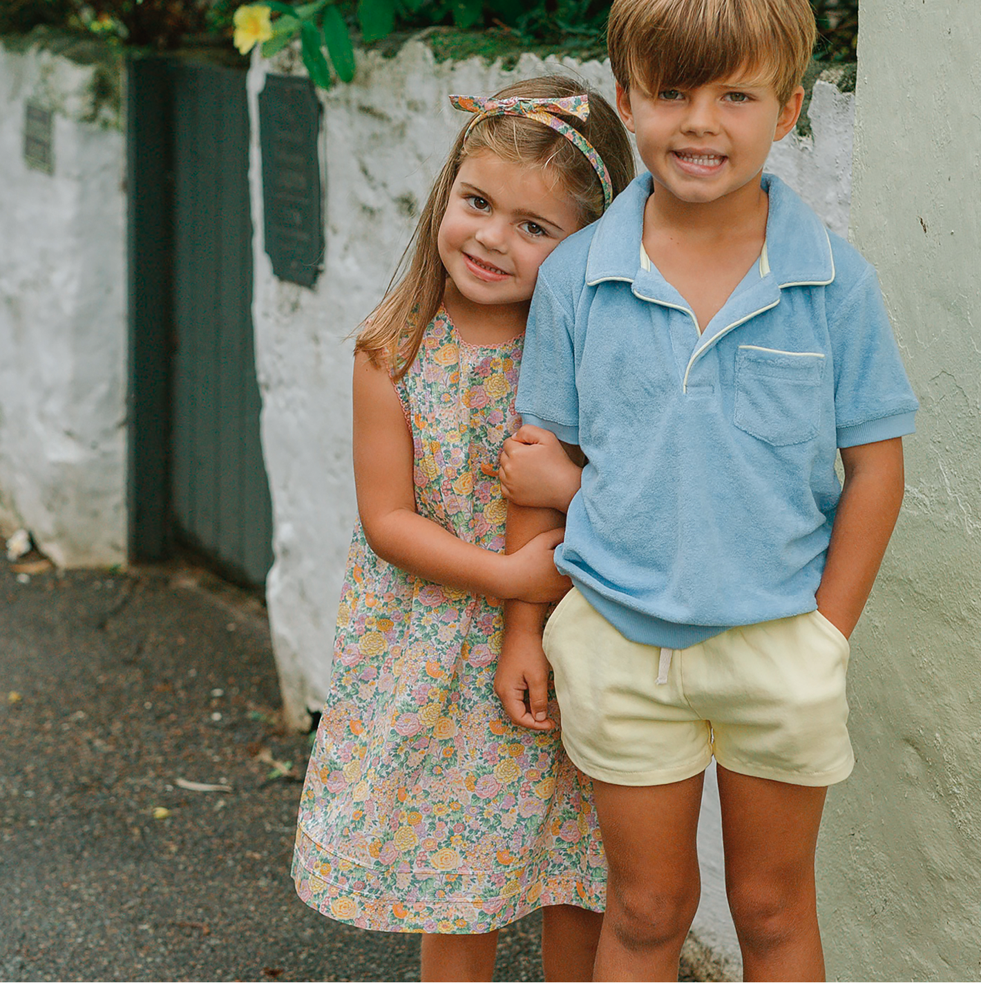 unisex clearwater blue french terry polo with ribbed hem