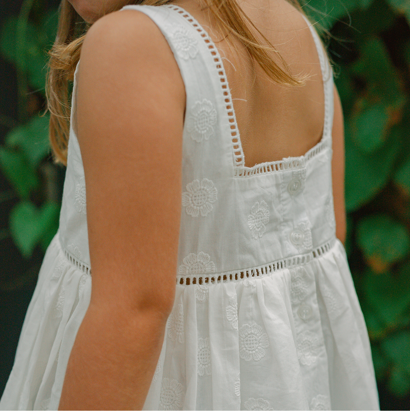 girls white square neck dress