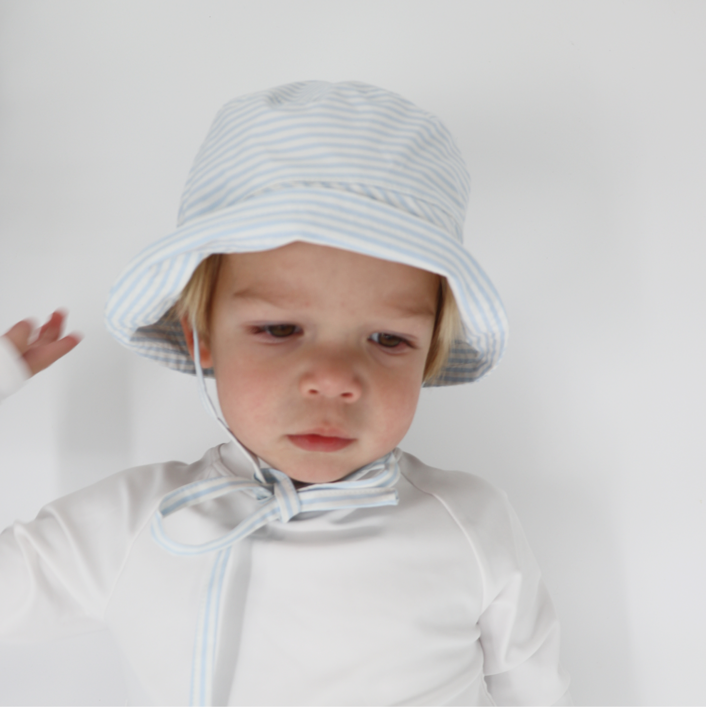 baby powder blue stripe bucket hat