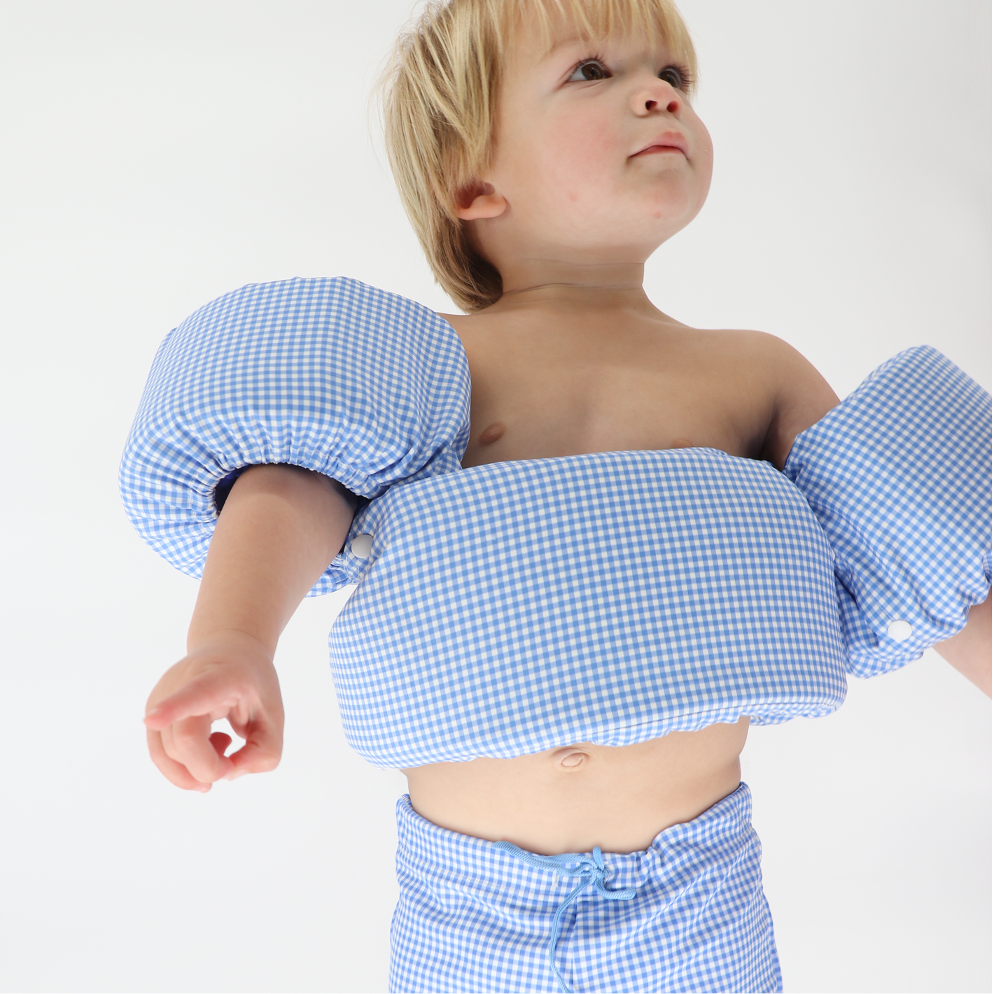 unisex sky blue gingham puddle jumper cover