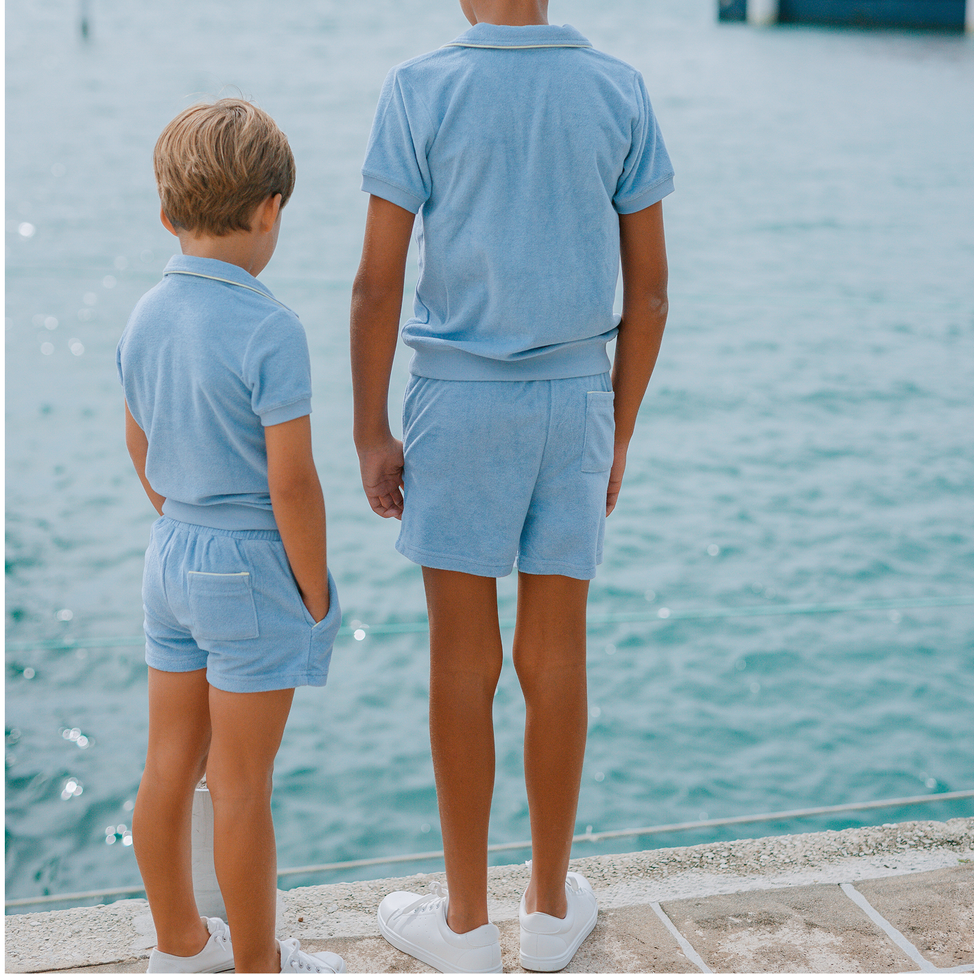 boys clearwater blue french terry short