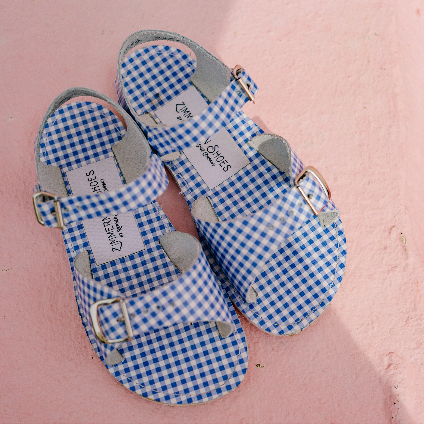 minnow x zimmerman sky blue gingham sandal