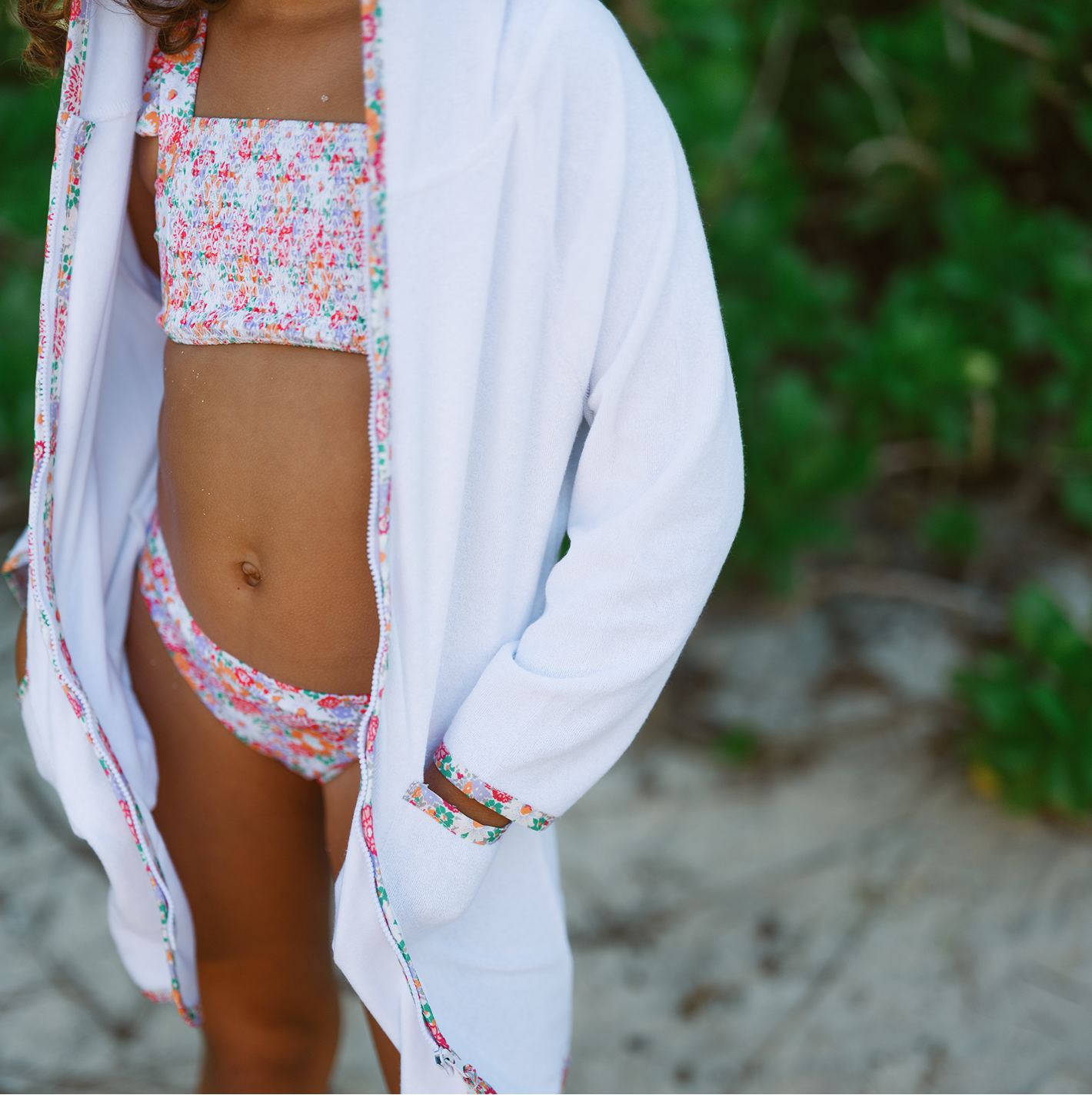 girls island blossom smocked ruffle strap bikini