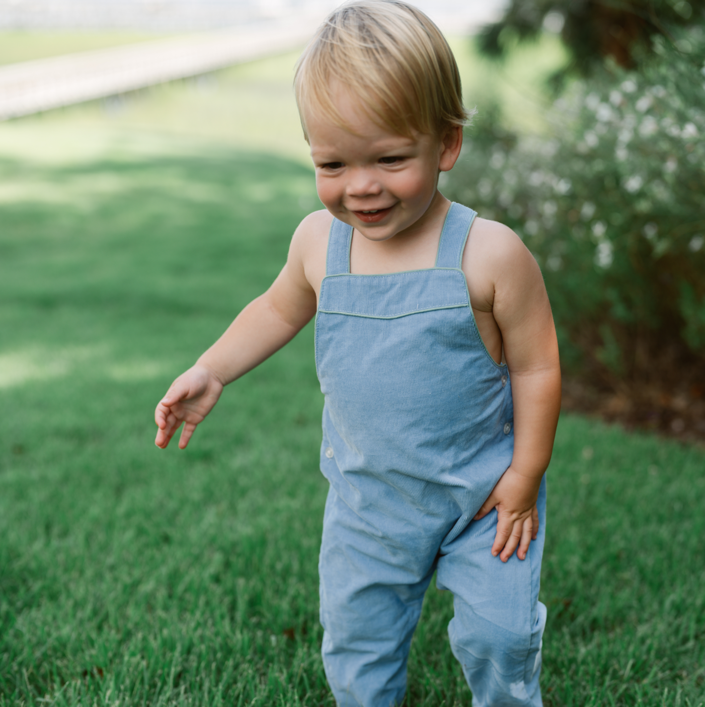 baby lagoon blue corduroy overalls