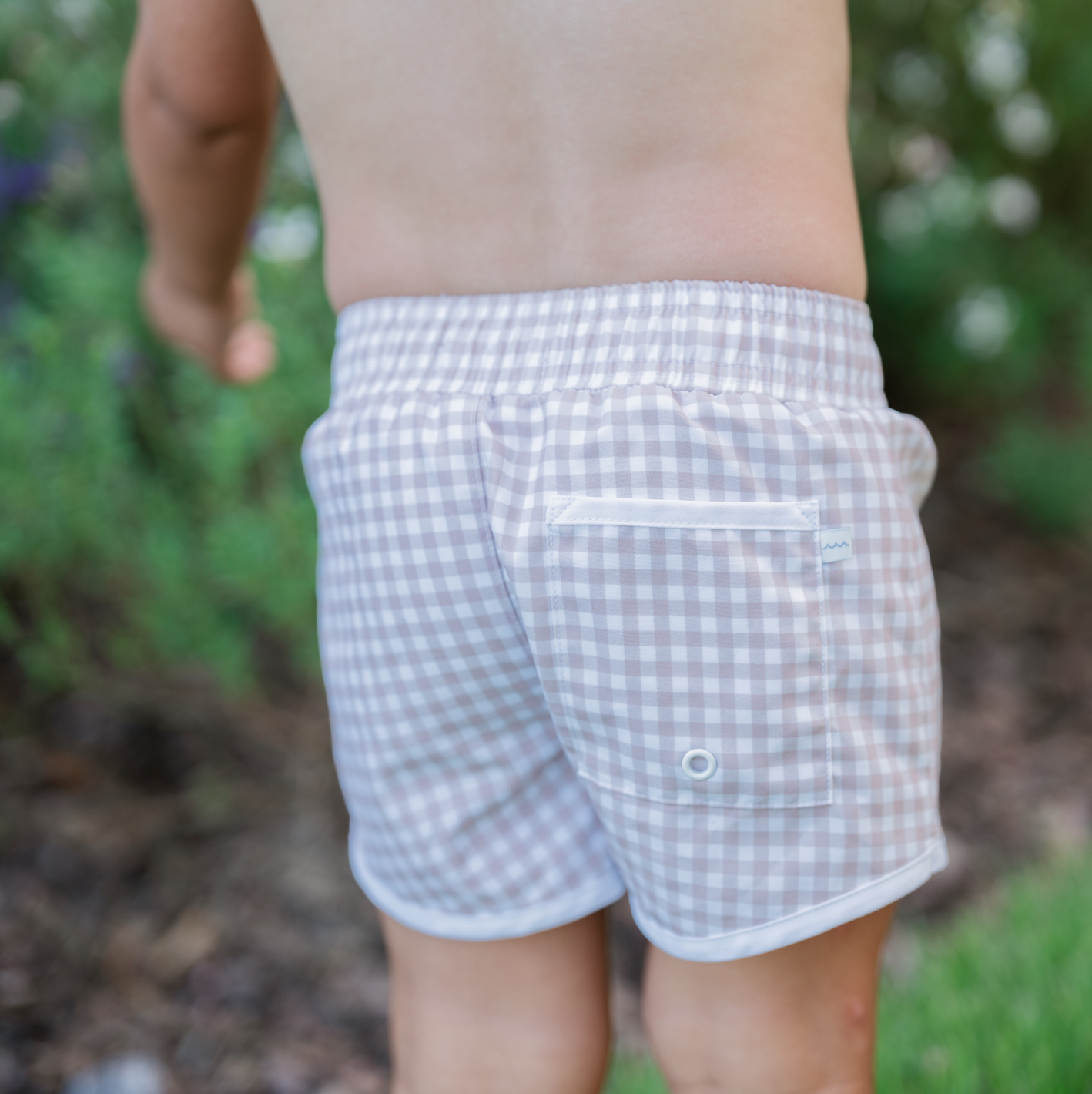 boys brown gingham boardie