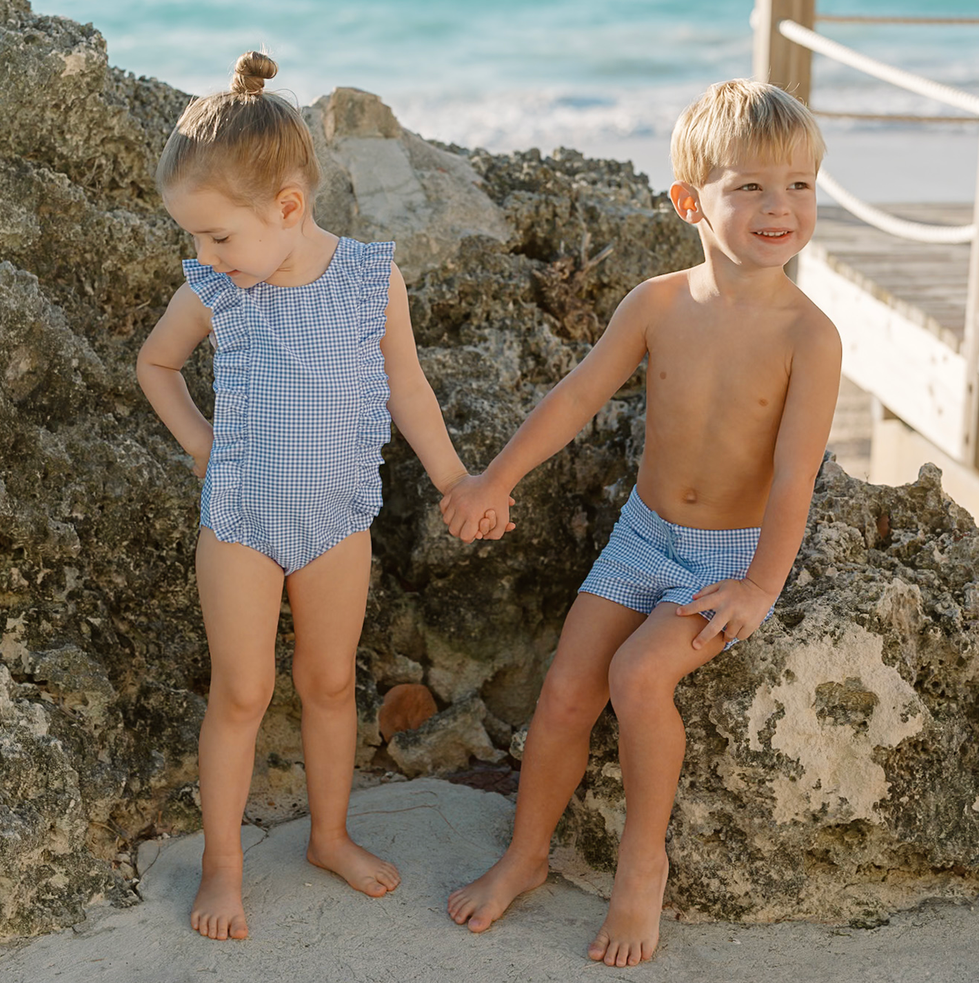 boys sky blue gingham brief