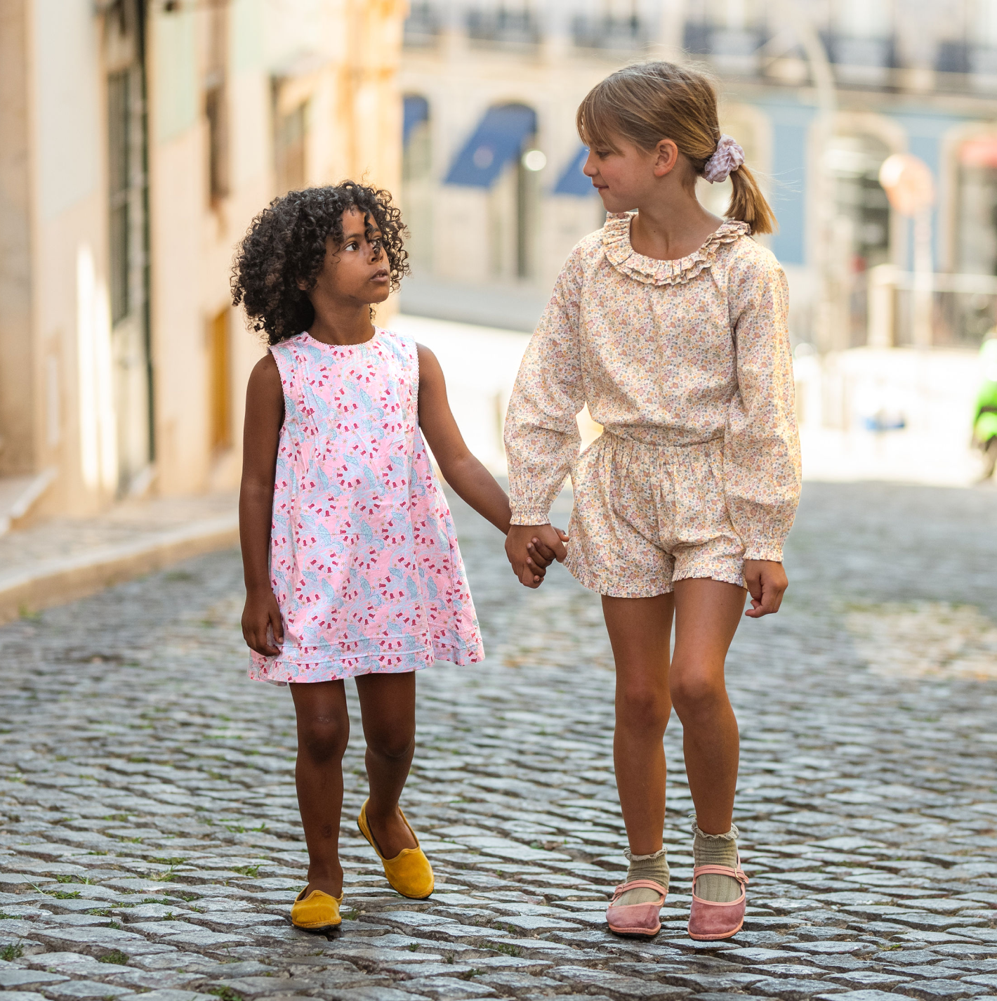 girls marigold floral woven ruffle short