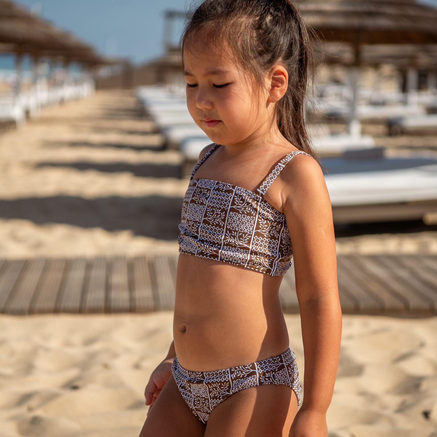 girls checker tree bandeau bikini