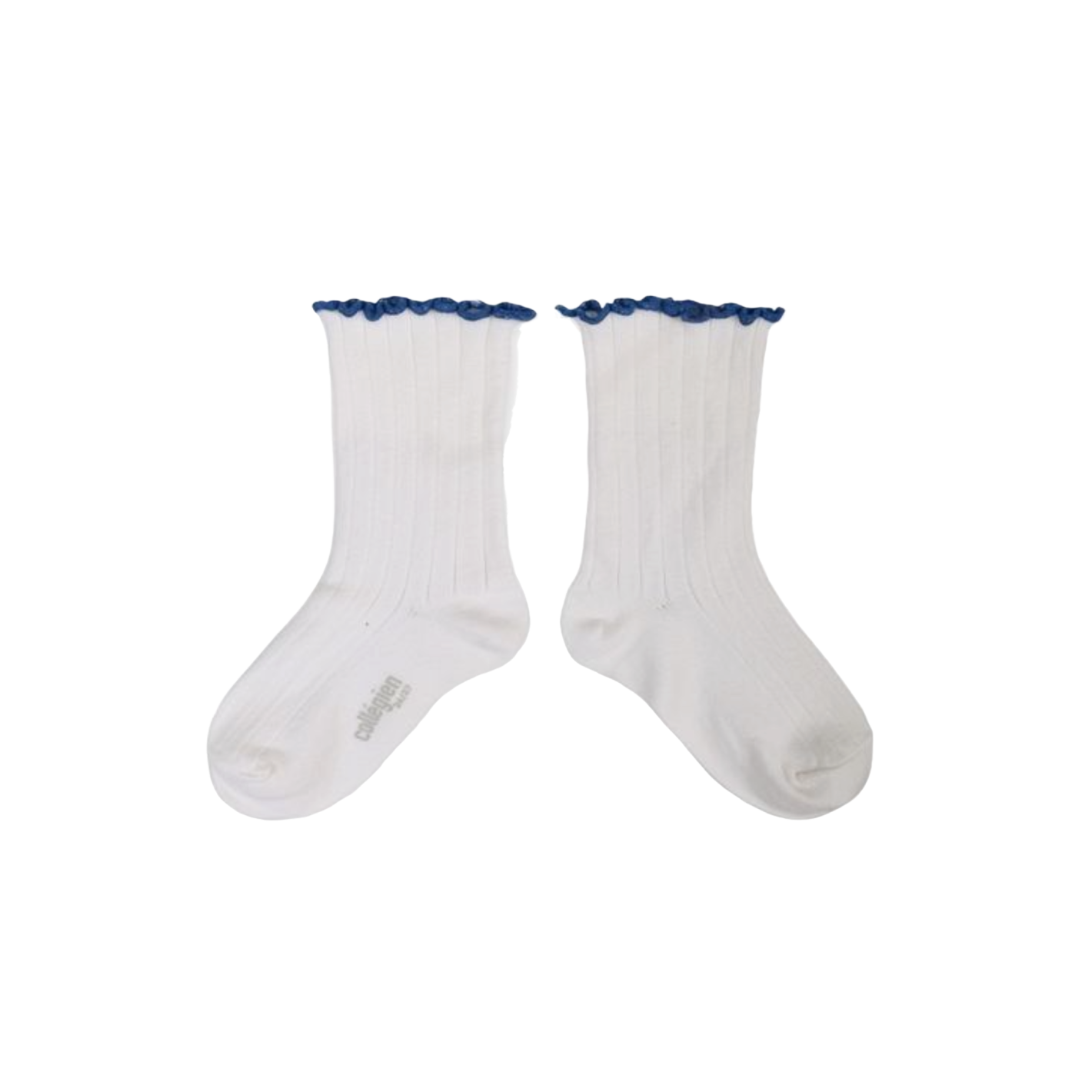 collegien delphine blanc neige lettuce trim ribbed socks