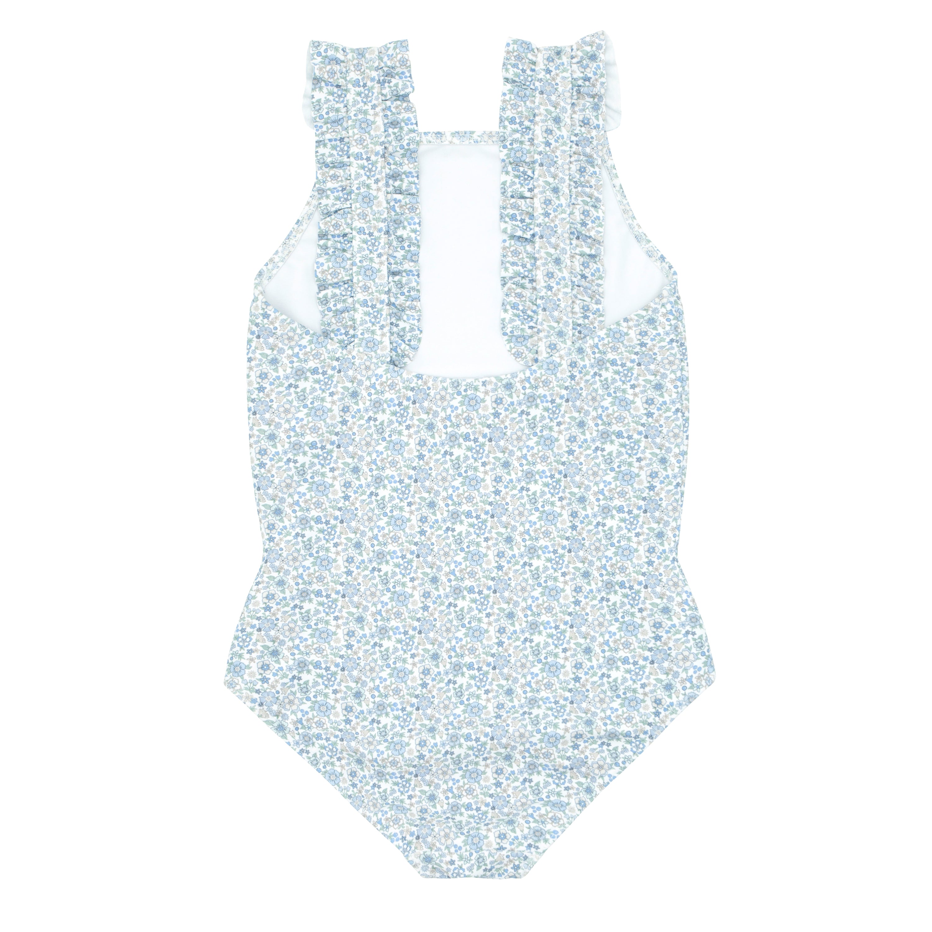 girls slate floral ruffle strap one piece