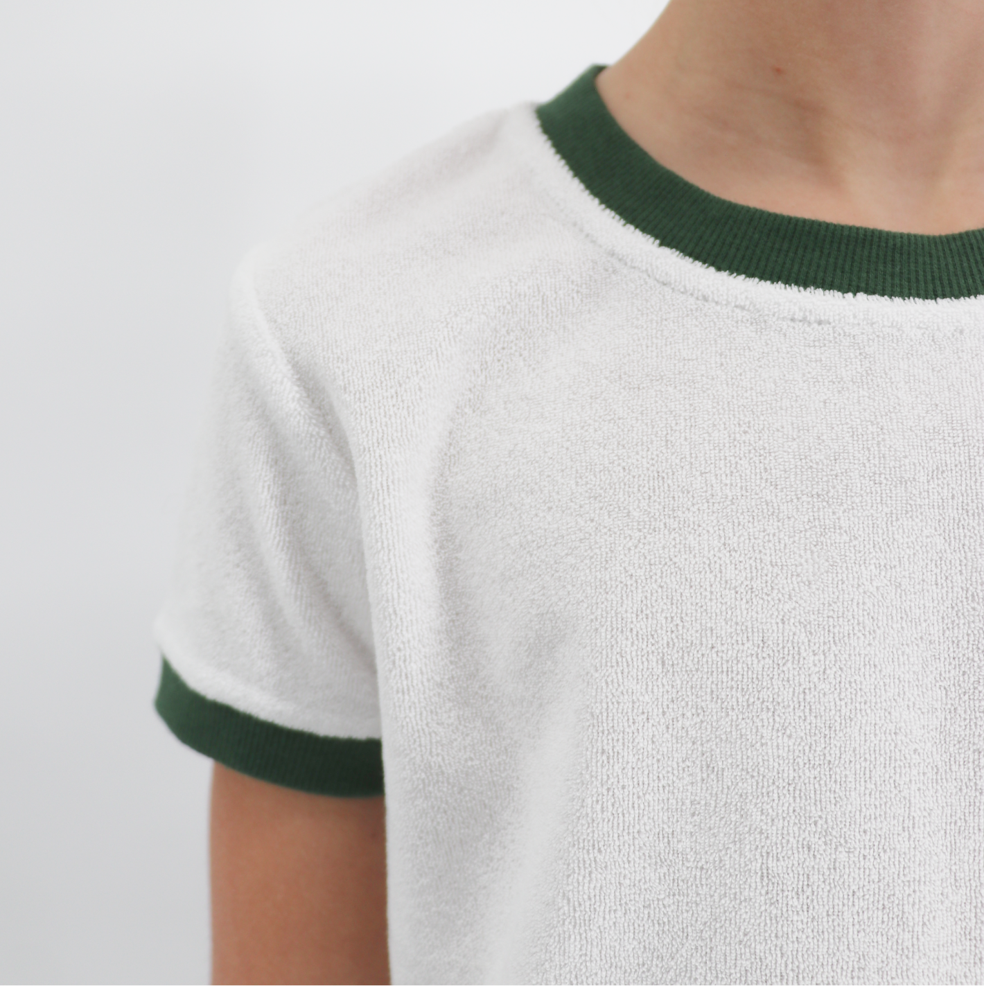 unisex white french terry ringer tee