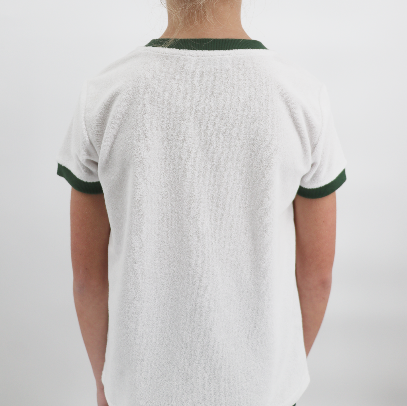 unisex white french terry ringer tee