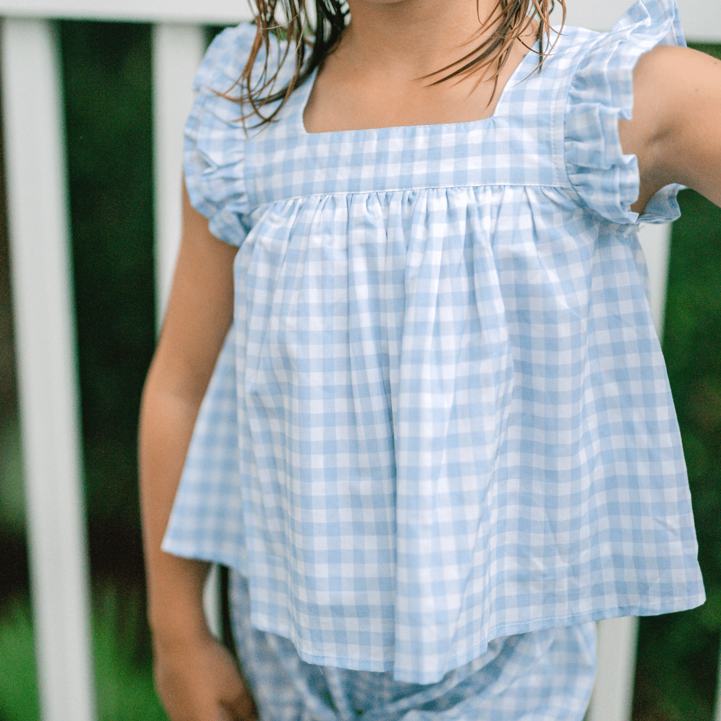 girls oasis blue gingham bloomer set