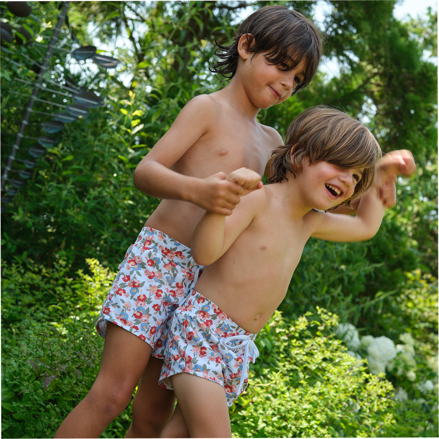 boys scarlet floral boardie