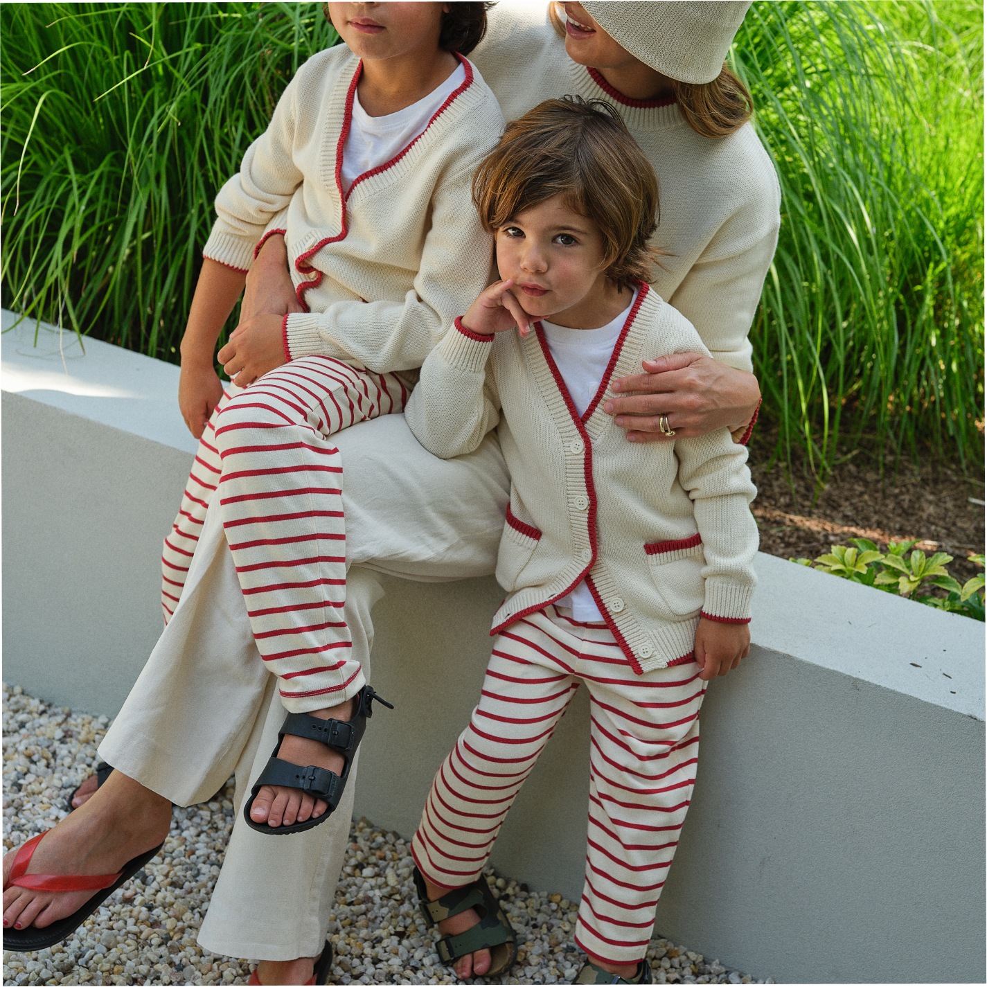 unisex red stripe pant