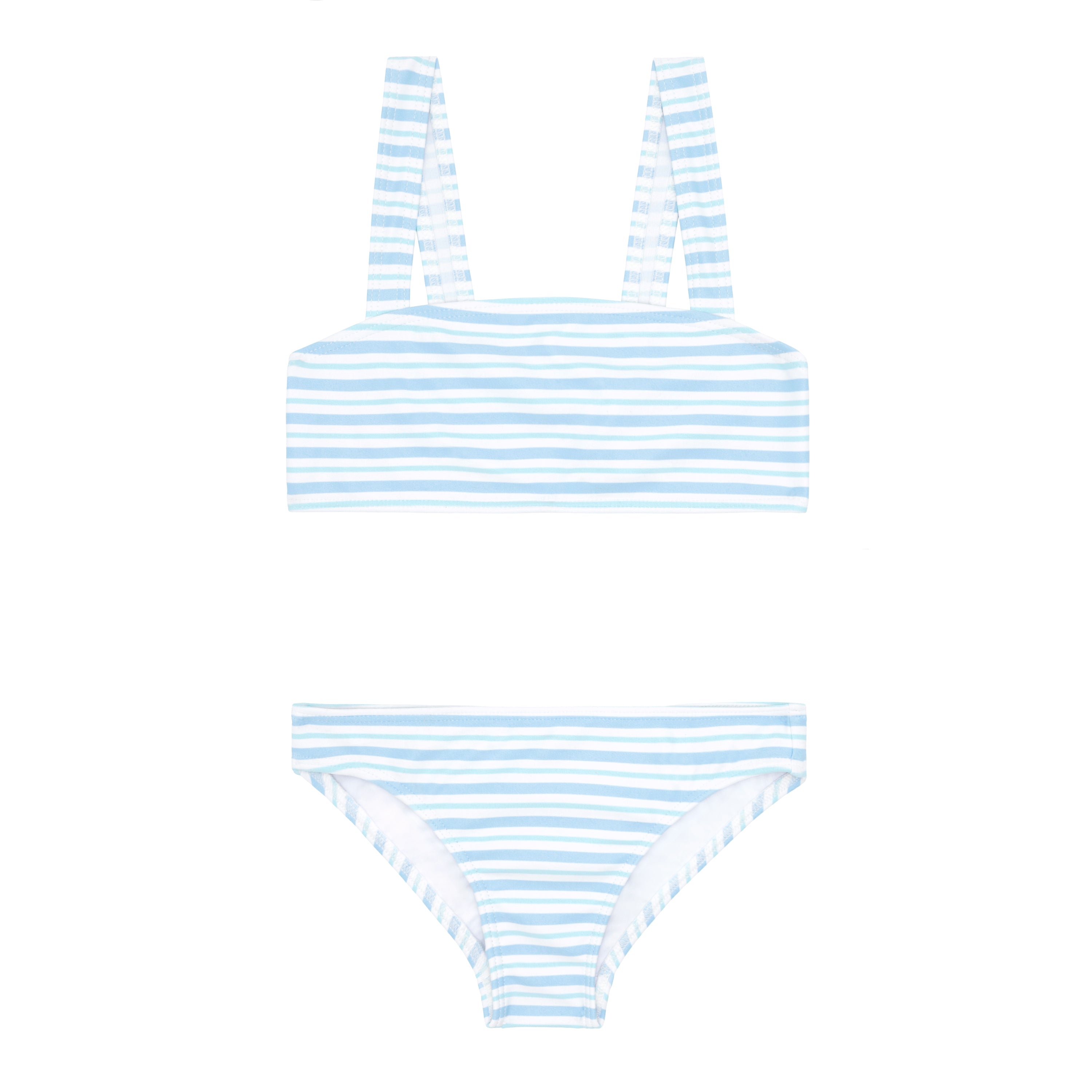 minnow x j.crew girls peri blue stripe bandeau bikini