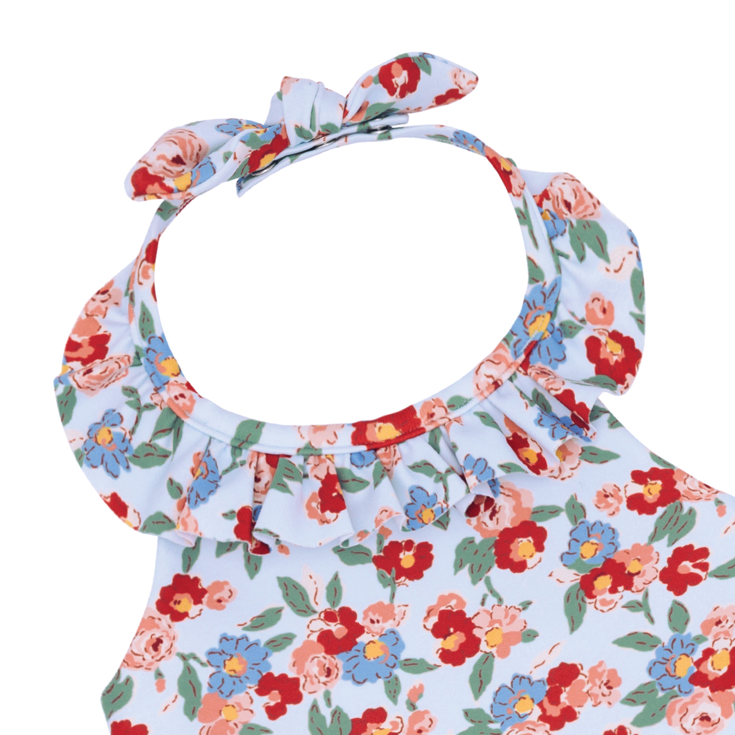 girls scarlet floral ruffle halter one piece