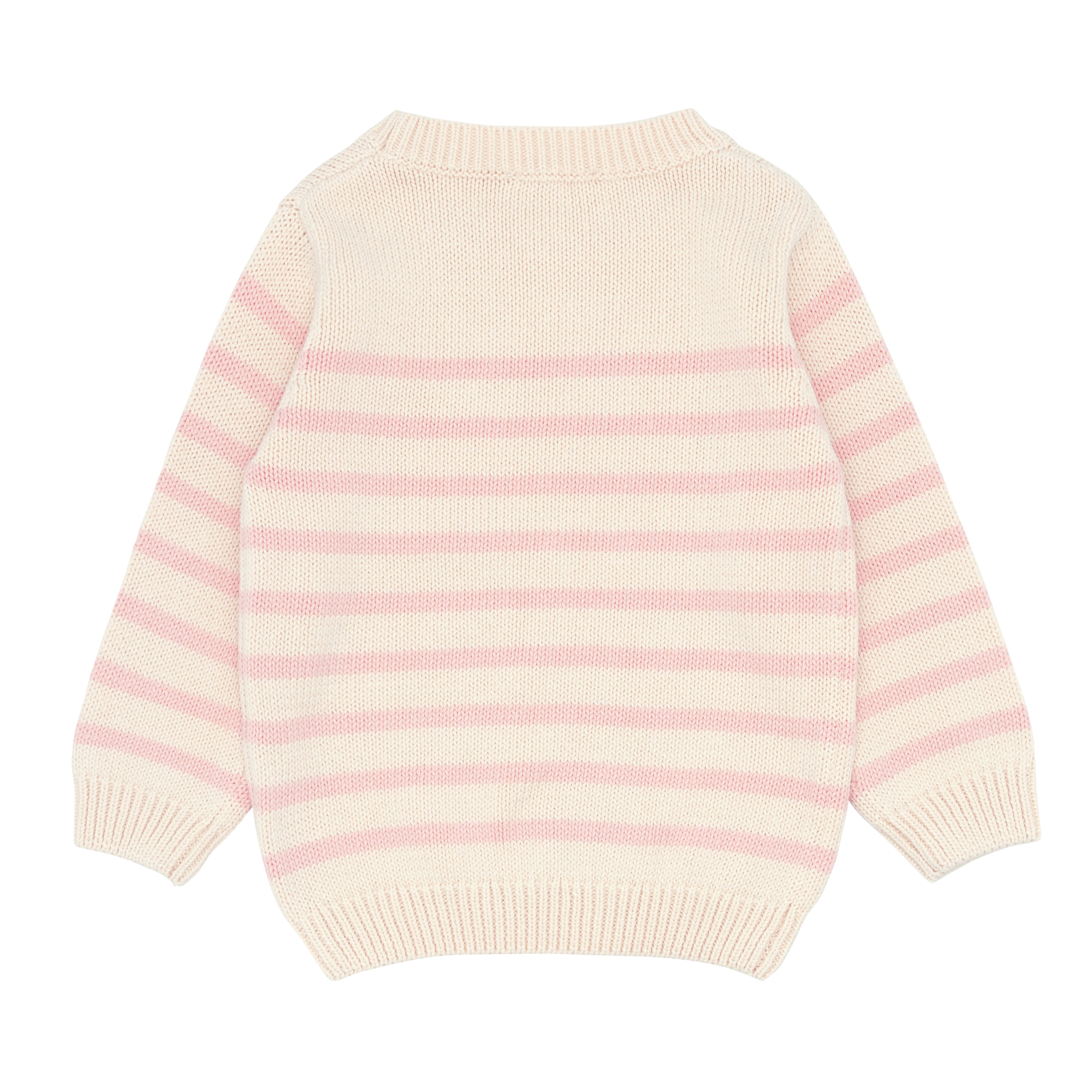 unisex cream and pink stripe knit sweater