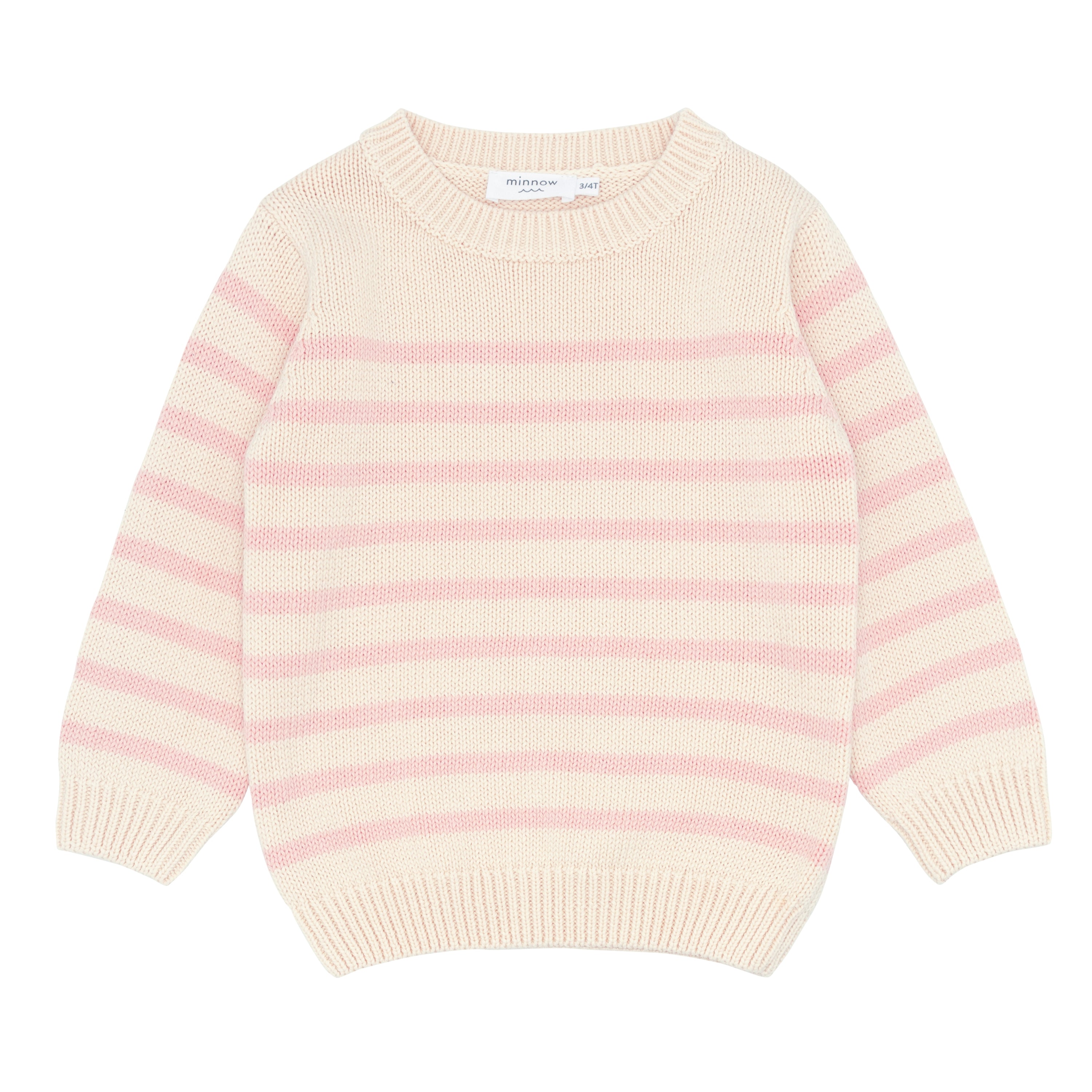 unisex cream and pink stripe knit sweater