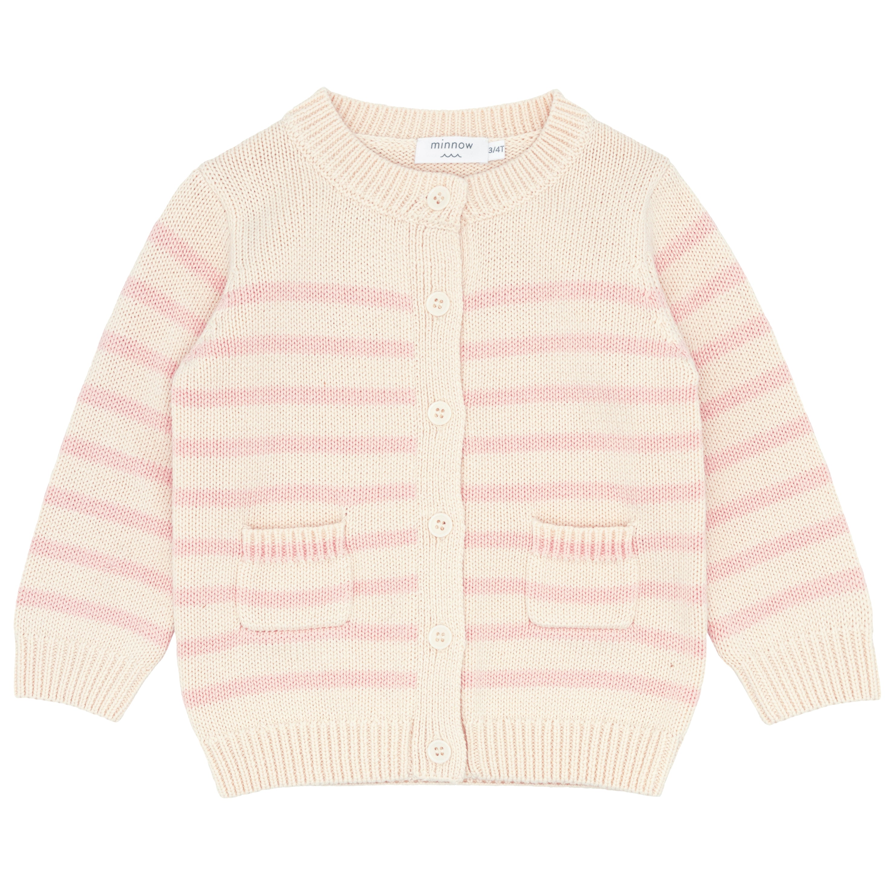 unisex cream and pink stripe cardigan