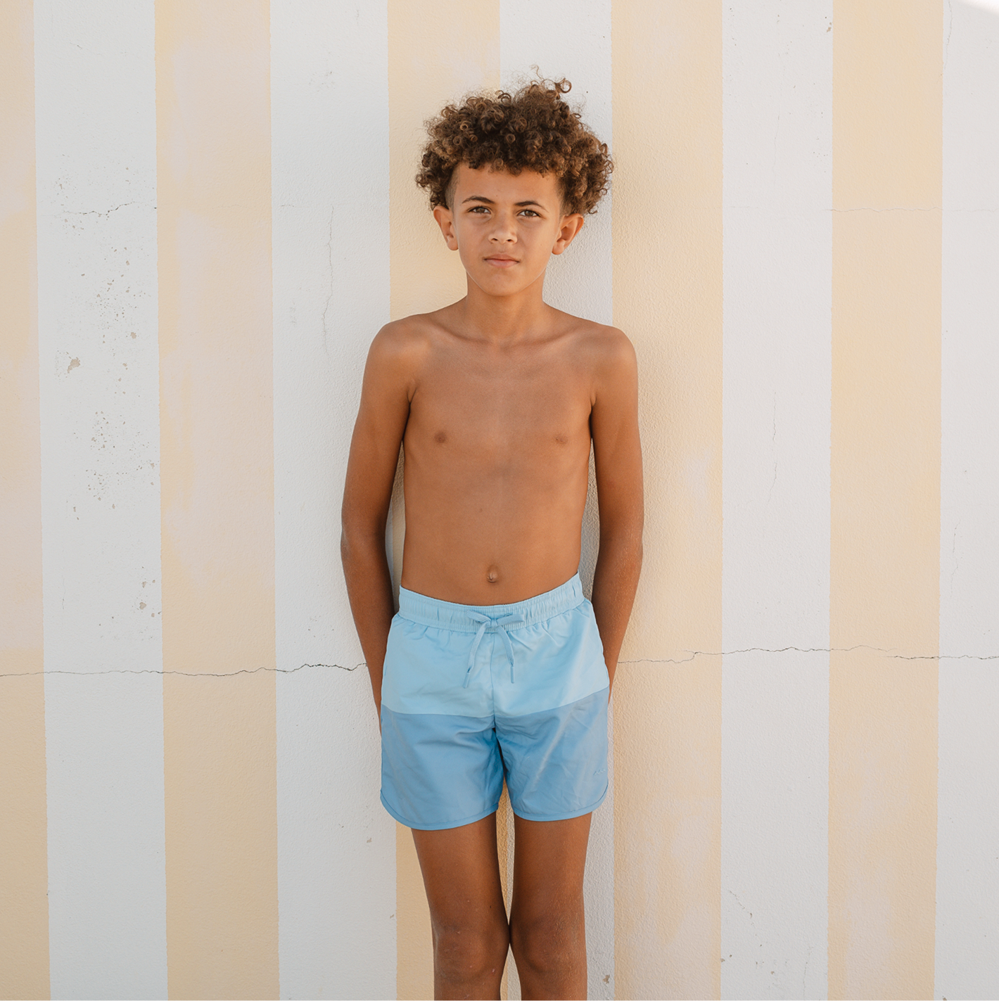 boys bermuda blue colorblock boardie