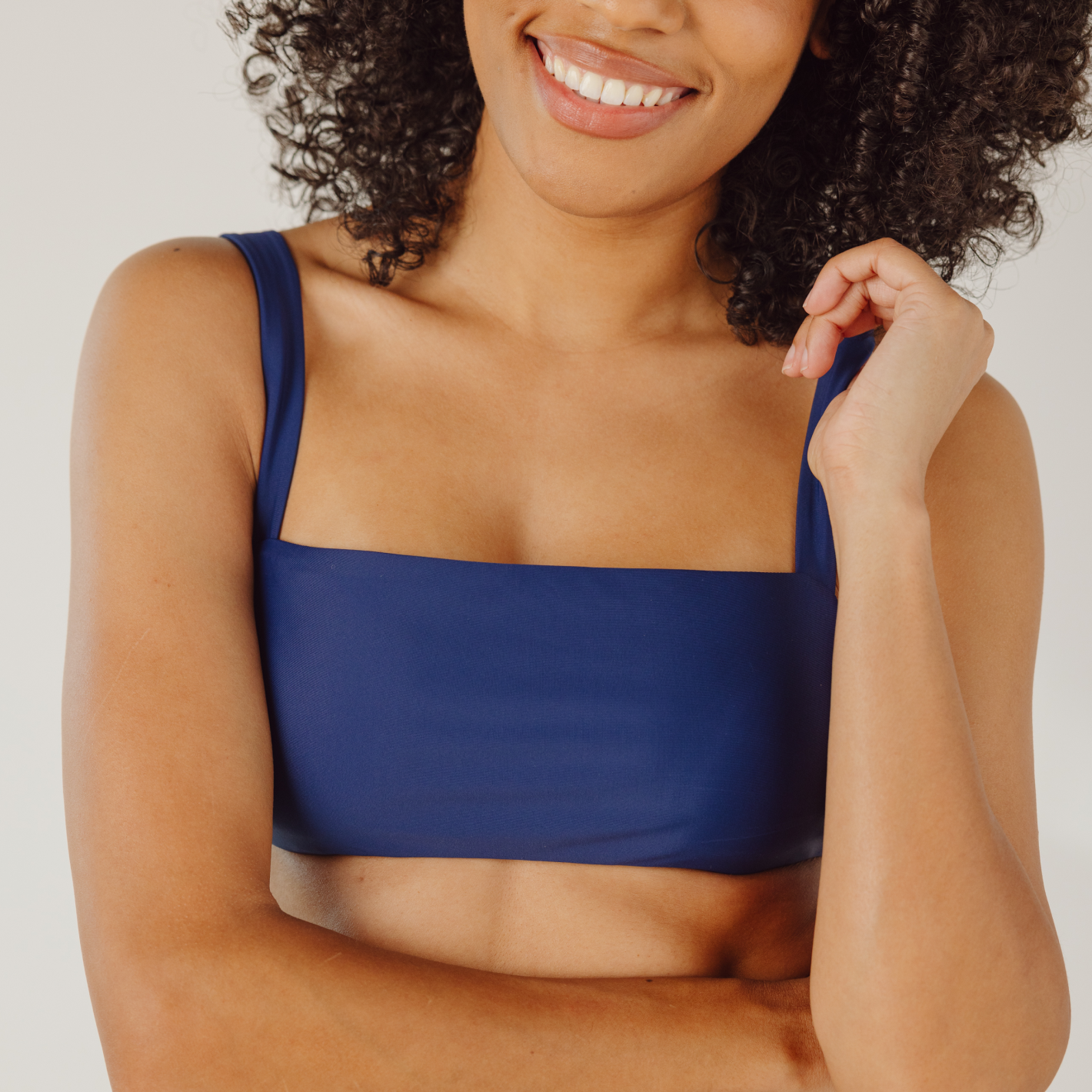 women's navy bandeau bikini top