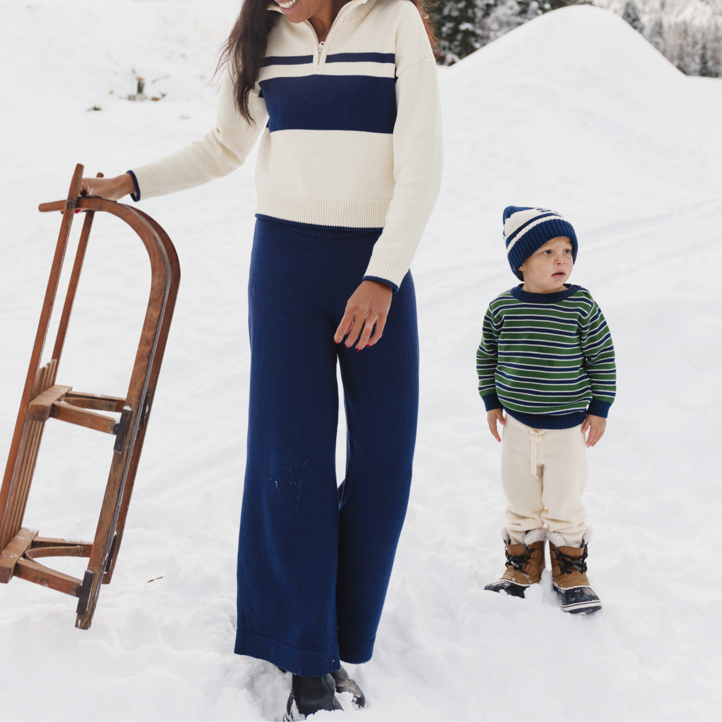 women's navy wide leg knit pant