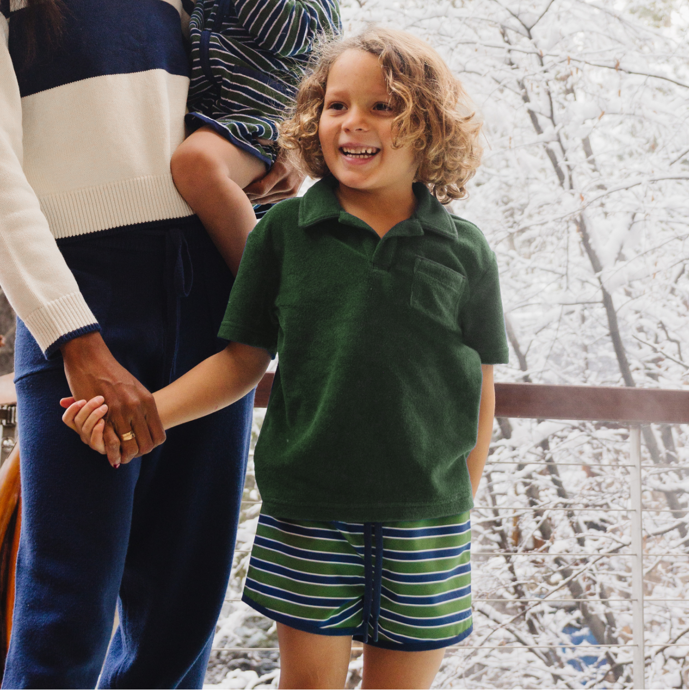 boys evergreen stripe boardie