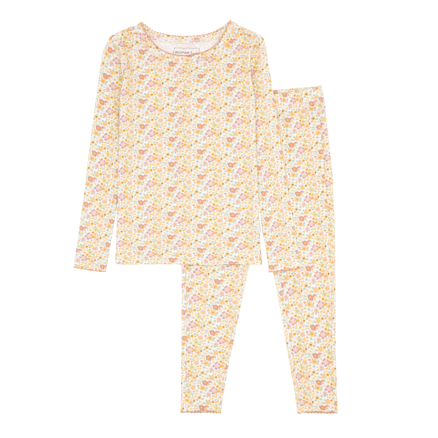 girls marigold floral pima pajamas set