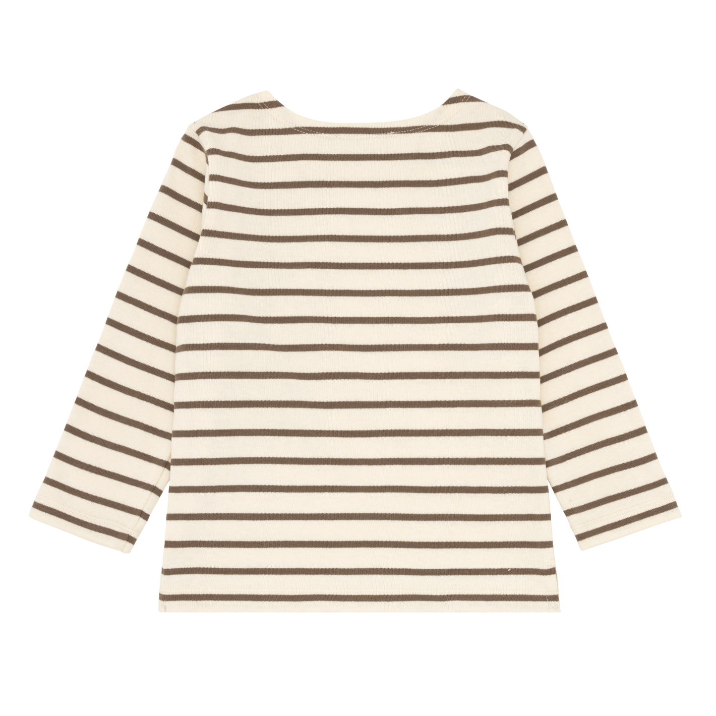 unisex brown and crème breton stripe long sleeve tee