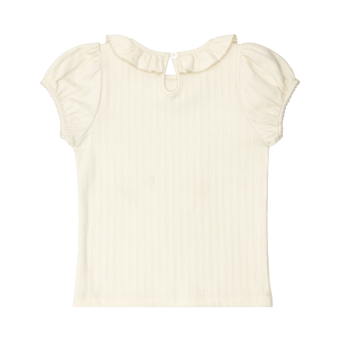 girls crème pointelle puff sleeve blouse