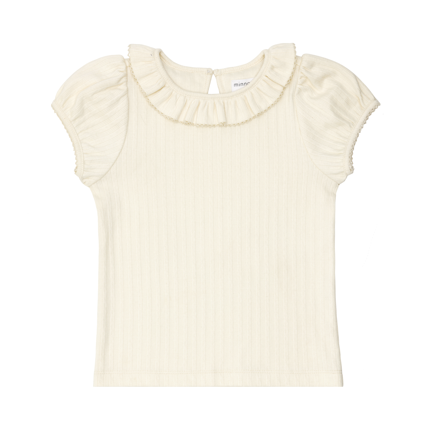 girls crème pointelle puff sleeve blouse