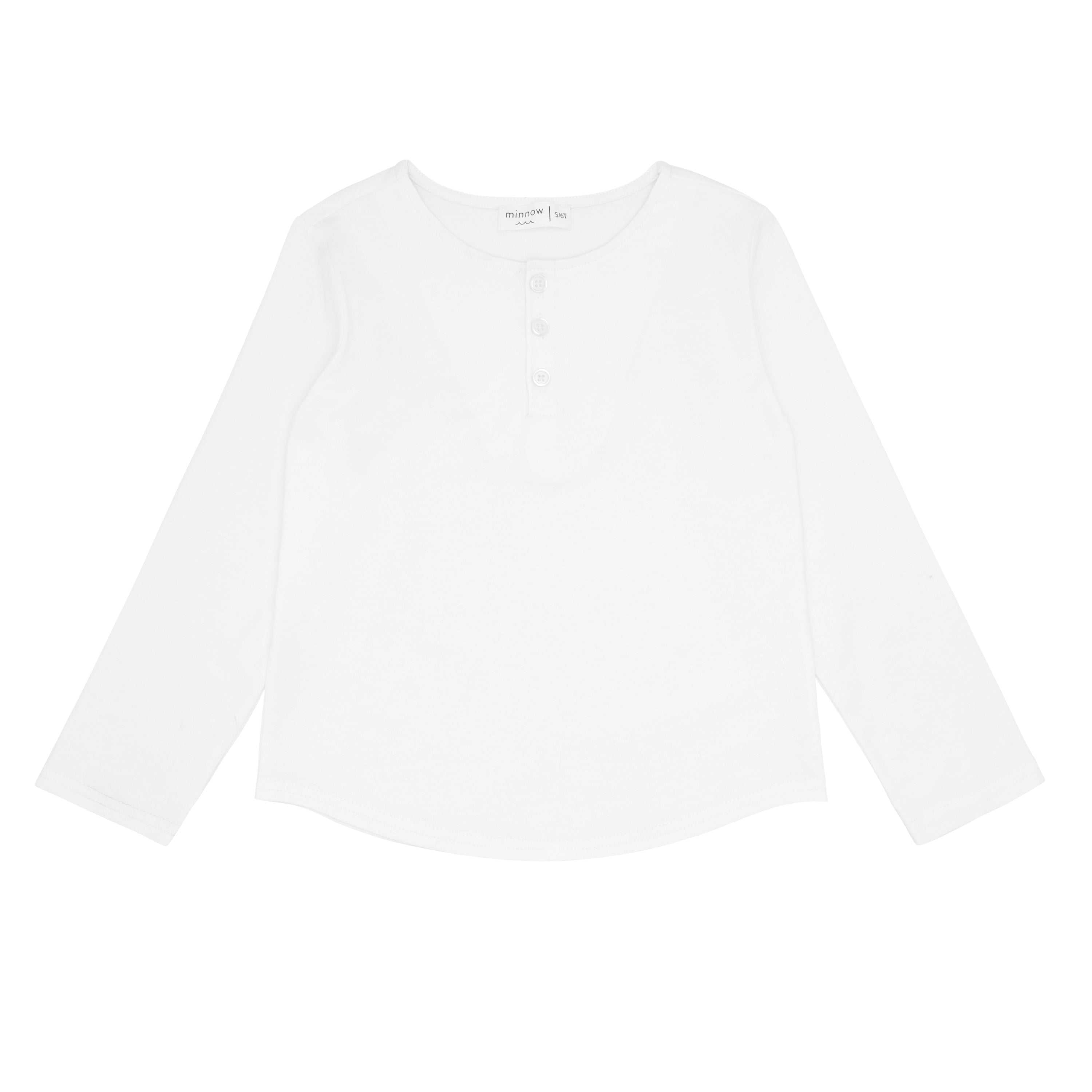 unisex white long sleeve henley