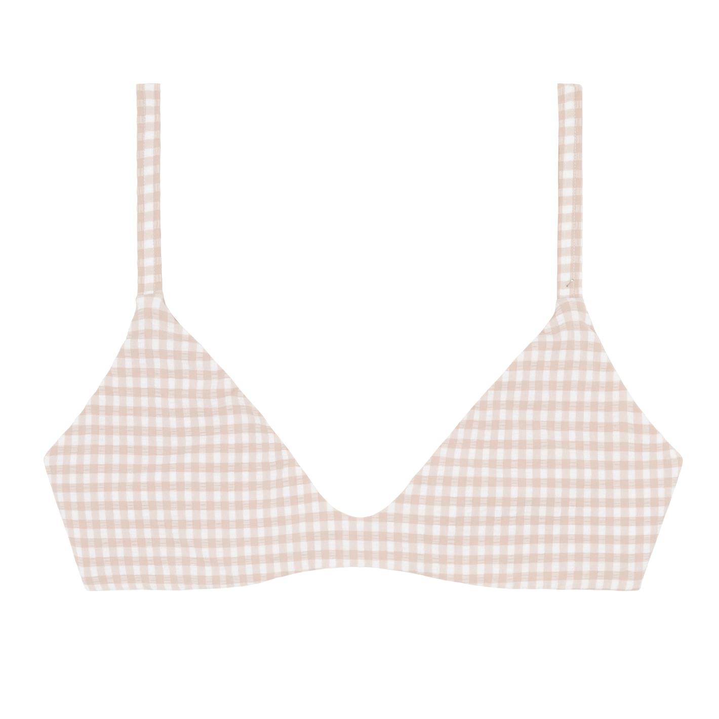 women's brown crinkle gingham bikini top