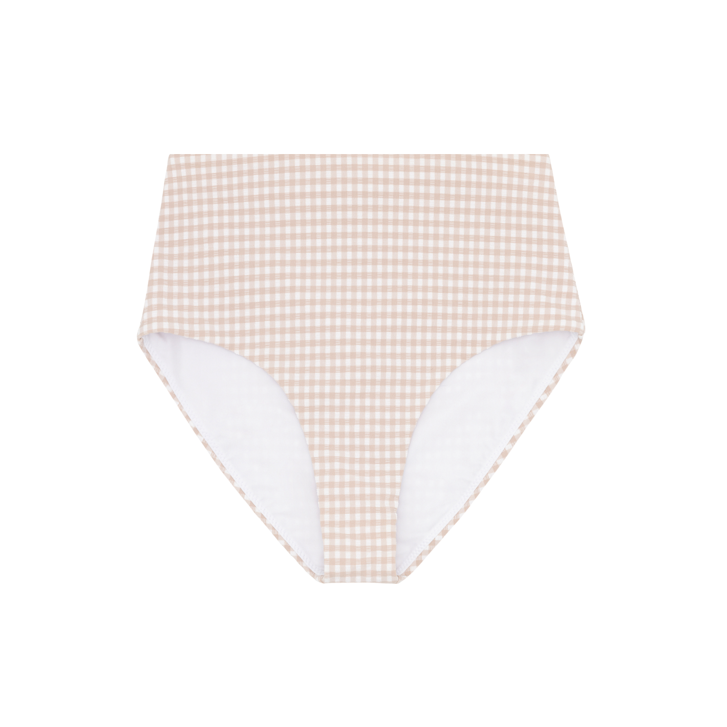 women's brown crinkle gingham high waist bikini bottom