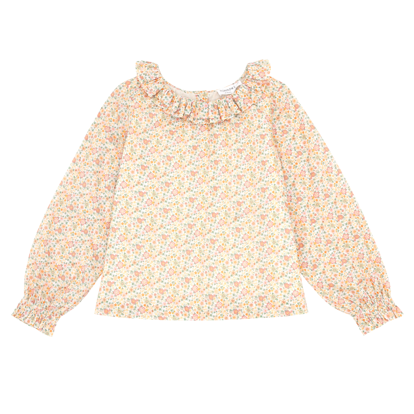 girls marigold floral long sleeve collared blouse